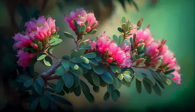 Blooming Pink Blossoms in Spring Light